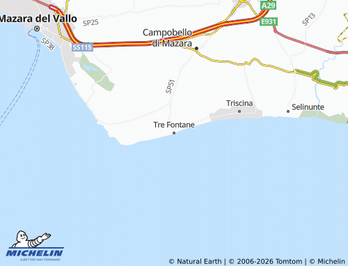 MICHELIN Tre Fontane map - ViaMichelin