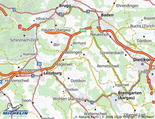 MICHELIN-Landkarte Wohlenschwil - ViaMichelin
