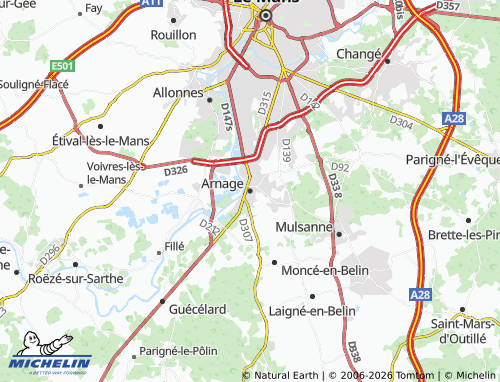 MICHELIN Arnage map - ViaMichelin