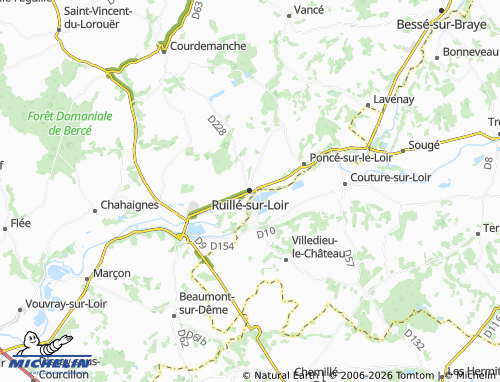 Carte MICHELIN Ruillé-sur-Loir - ViaMichelin