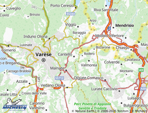 MICHELIN Cantello map - ViaMichelin
