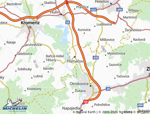 Kaart MICHELIN Tlumačov - ViaMichelin