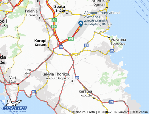MICHELIN Markopoulo Mesogaias map - ViaMichelin
