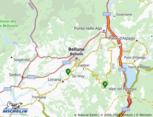 Mapa MICHELIN Belluno - ViaMichelin