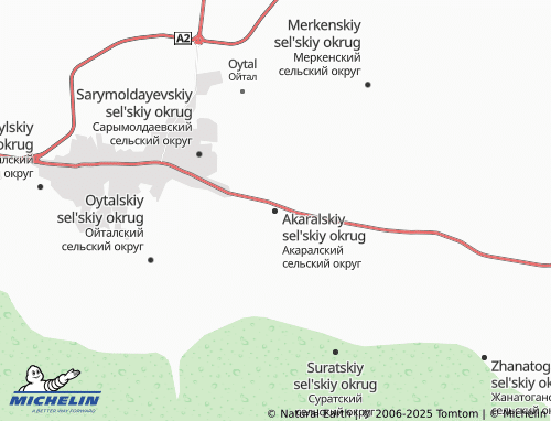 MICHELIN Akaralskiy sel'skiy okrug map - ViaMichelin