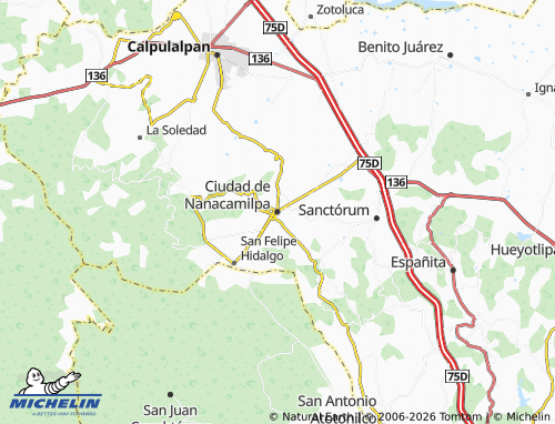 MICHELIN-Landkarte Ciudad de Nanacamilpa - ViaMichelin