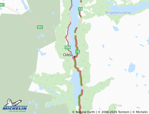 Kaart MICHELIN Odda - ViaMichelin