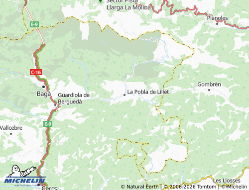 Carte MICHELIN La Pobla de Lillet - ViaMichelin