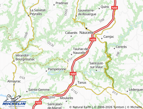 MICHELIN Tauriac-de-Naucelle map - ViaMichelin
