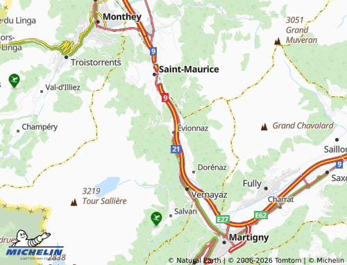 MICHELIN-Landkarte Évionnaz - ViaMichelin