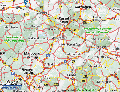 Kaart MICHELIN Schwalm-Eder-Kreis - ViaMichelin