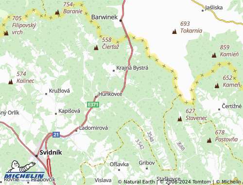 Mapa MICHELIN Krajná Poľana - ViaMichelin