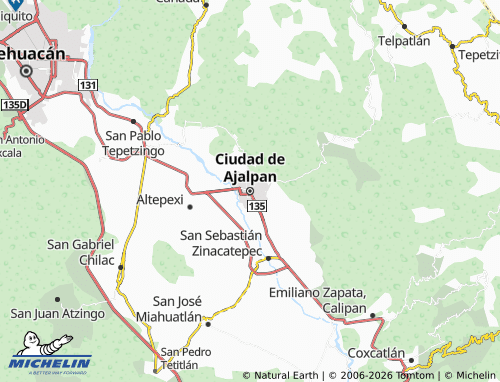MICHELIN-Landkarte Ciudad de Ajalpan - ViaMichelin