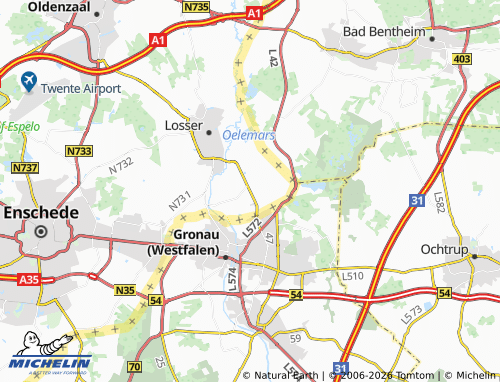 MICHELIN Overdinkel map - ViaMichelin