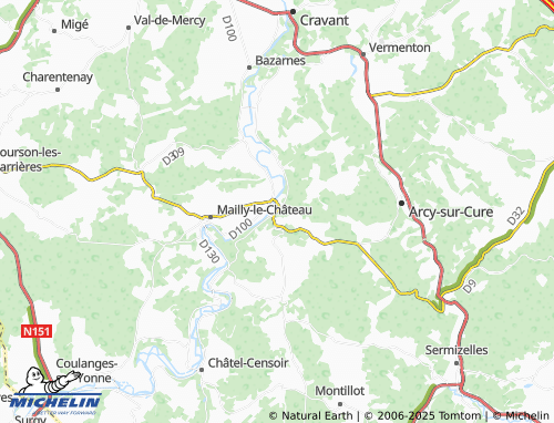 MICHELIN Mailly-la-Ville map - ViaMichelin