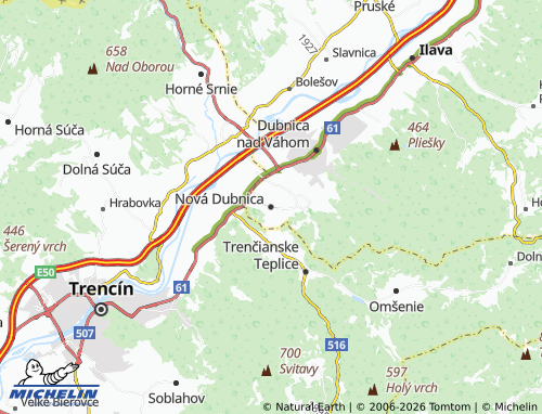 MICHELIN Nová Dubnica map - ViaMichelin
