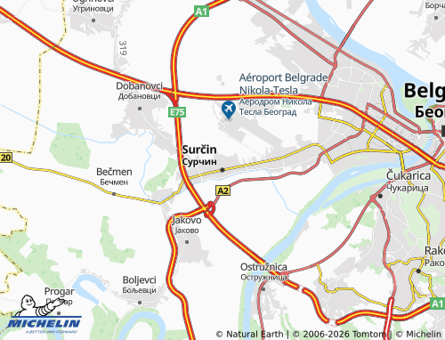 Carte MICHELIN Surčin - ViaMichelin