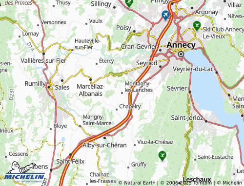 Carte MICHELIN Montagny-les-Lanches - ViaMichelin