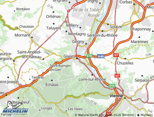 Carte MICHELIN Givors - ViaMichelin