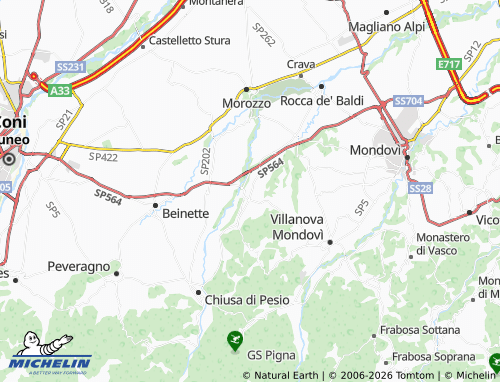 Mapa MICHELIN Pianfei - ViaMichelin
