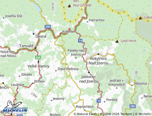 MICHELIN Paseky nad Jizerou map - ViaMichelin