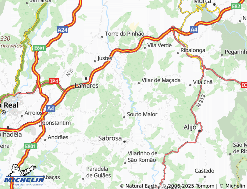 MICHELIN São Lourenço de Ribapinhão map - ViaMichelin