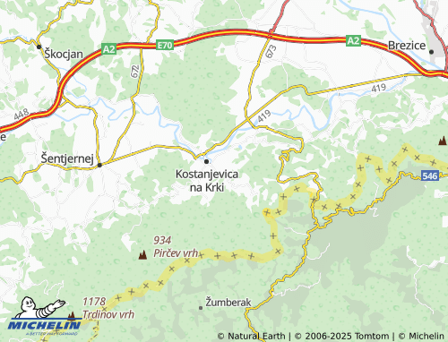 Mapa MICHELIN Globočice pri Kostanjevici - ViaMichelin