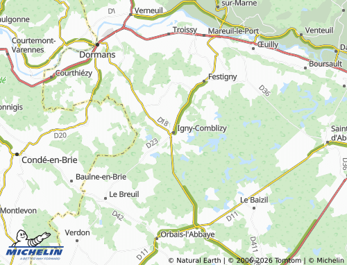 Mapa MICHELIN Igny-Comblizy - ViaMichelin