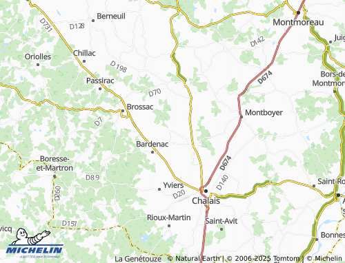 Carte MICHELIN Brie-sous-Chalais - ViaMichelin