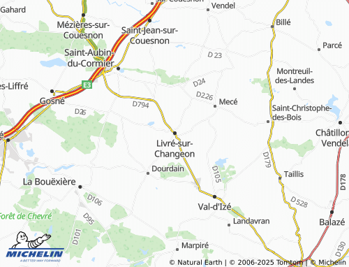 MICHELIN Livré-sur-Changeon map - ViaMichelin