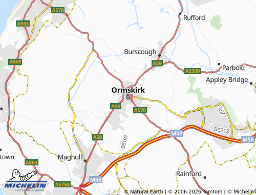 MICHELIN Ormskirk map - ViaMichelin