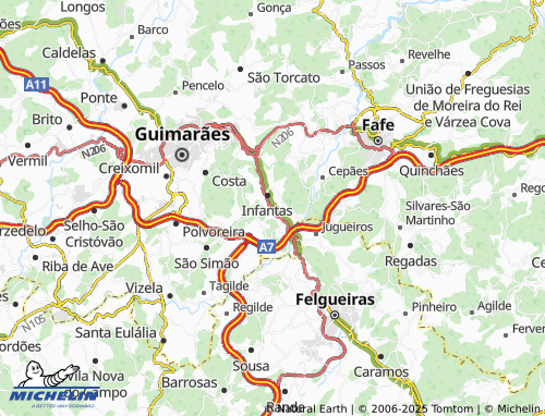 MICHELIN Ribeira de Fareja map - ViaMichelin