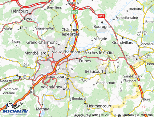Carte MICHELIN Étupes - ViaMichelin