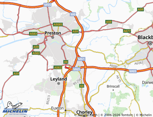 Carte MICHELIN Bamber Bridge - ViaMichelin