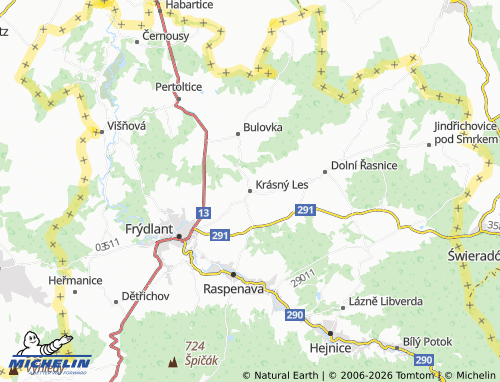 Mappa MICHELIN Krásný Les - ViaMichelin