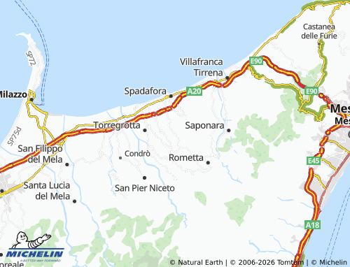 MICHELIN Venetico map - ViaMichelin