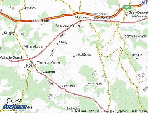 MICHELIN-Landkarte Les Sièges - ViaMichelin