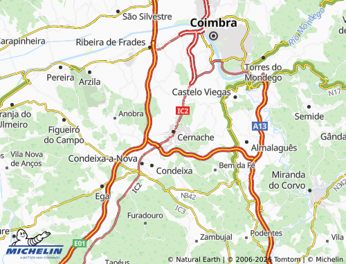 Mapa MICHELIN Cernache - ViaMichelin