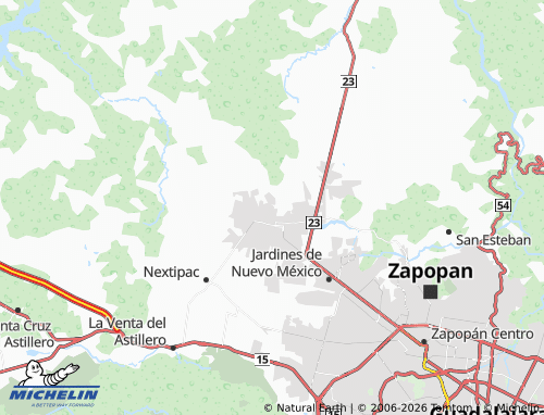 MICHELIN Praderas de Tesistán map - ViaMichelin