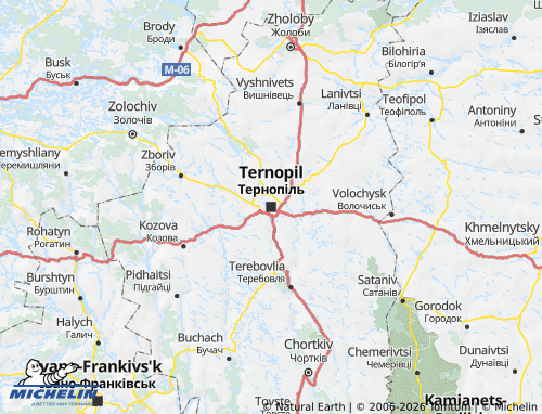 MICHELIN-Landkarte Oblast Ternopil - ViaMichelin