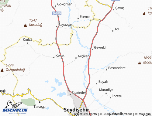 MICHELIN Akçalar map - ViaMichelin