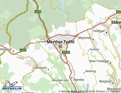 Mappa MICHELIN Merthyr Tydfil - ViaMichelin