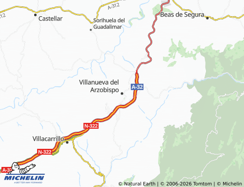 Mapa MICHELIN Villanueva del Arzobispo - ViaMichelin