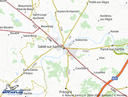 Carte Michelin Sablé-sur-sarthe - Viamichelin