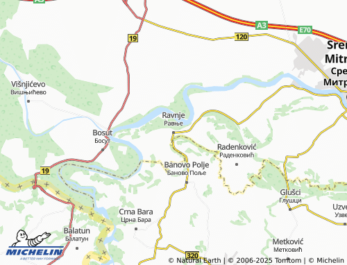 MICHELIN Ravnje map - ViaMichelin
