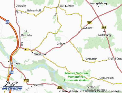 MICHELIN-Landkarte Gribow - ViaMichelin