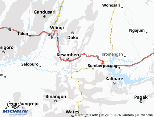 MICHELIN Pagergunung map - ViaMichelin