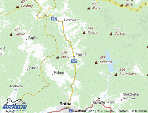 Mappa MICHELIN Pčoliné - ViaMichelin