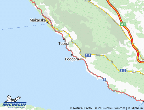 MICHELIN Podgora map - ViaMichelin
