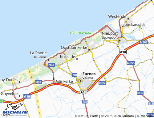 Mapa MICHELIN Koksijde - ViaMichelin